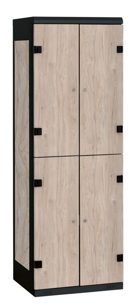 TRITON šatníková skriňa so 4 boxmi s lavicou kov-lamino T2195, čierna - orech Light Rockrord