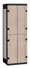 TRITON šatníková skriňa so 4 boxmi s lavicou kov-lamino T2195, čierna - orech Light Rockrord
