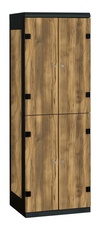 TRITON šatníková skriňa so 4 boxmi s lavicou kov-lamino T2195, čierna - dub Baroque Amber