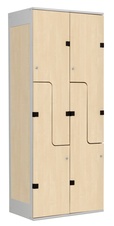 Šatníková skriňa so 4 boxmi a dverami v tvare Z, kov-lamino T1970, šedá - breza