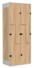 Šatníková skriňa so 4 boxmi a dverami v tvare Z, kov-lamino T1970, šedá - dub Nagano