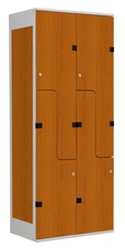Šatníková skriňa so 4 boxmi a dverami v tvare Z, kov-lamino T1970, šedá - čerešňa