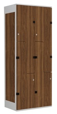 Šatníková skriňa so 4 boxmi a dverami v tvare Z, kov-lamino T1970, šedá - orech