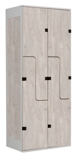 Šatníková skriňa so 4 boxmi a dverami v tvare Z, kov-lamino T1970, šedá - betón