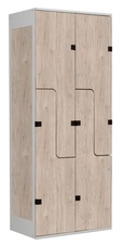 Šatníková skriňa so 4 boxmi a dverami v tvare Z, kov-lamino T1970, šedá - orech Light Rockrord
