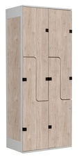 TRITON šatníková skriňa so 4 boxmi a dverami v tvare Z, kov-lamino T1970, šedá - orech Light Rockror