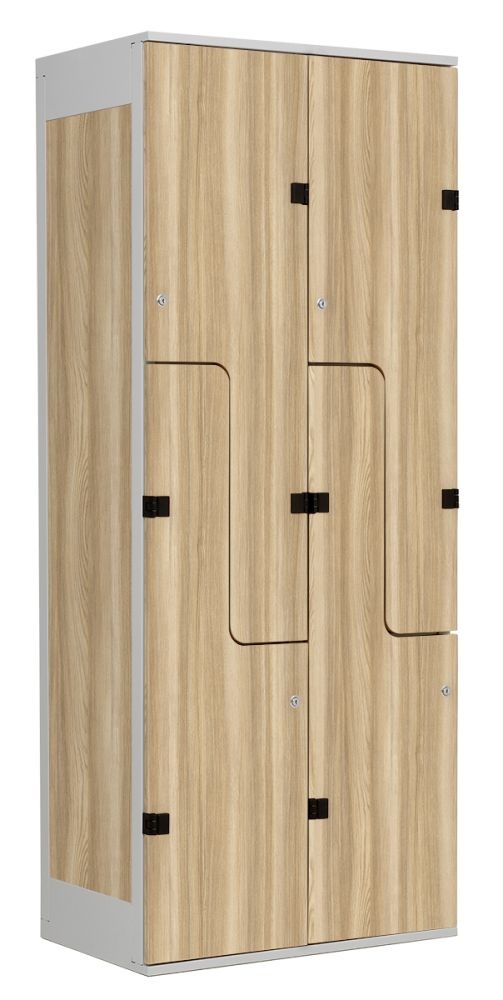 TRITON šatníková skriňa so 4 boxmi a dverami v tvare Z, kov-lamino T1970, šedá - jaseň Blonde Surfsi