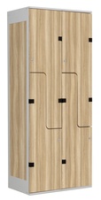 Šatníková skriňa so 4 boxmi a dverami v tvare Z, kov-lamino T1970, šedá - jaseň Blonde Surfside