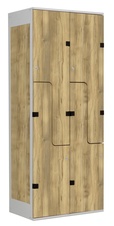 Šatníková skriňa so 4 boxmi a dverami v tvare Z, kov-lamino T1970, šedá - dub Baroque Gold