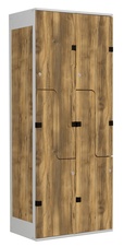 Šatníková skriňa so 4 boxmi a dverami v tvare Z, kov-lamino T1970, šedá - dub Baroque Amber