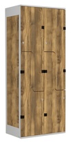 TRITON šatníková skriňa so 4 boxmi a dverami v tvare Z, kov-lamino T1970, šedá - dub Baroque Amber