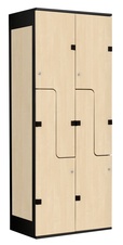 Šatníková skriňa so 4 boxmi a dverami v tvare Z, kov-lamino T1970, čierna - breza