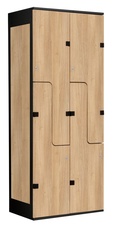 Šatníková skriňa so 4 boxmi a dverami v tvare Z, kov-lamino T1970, čierna - dub Nagano