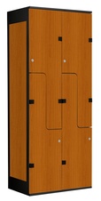 Šatníková skriňa so 4 boxmi a dverami v tvare Z, kov-lamino T1970, čierna - čerešňa