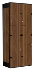 Šatníková skriňa so 4 boxmi a dverami v tvare Z, kov-lamino T1970, čierna - orech
