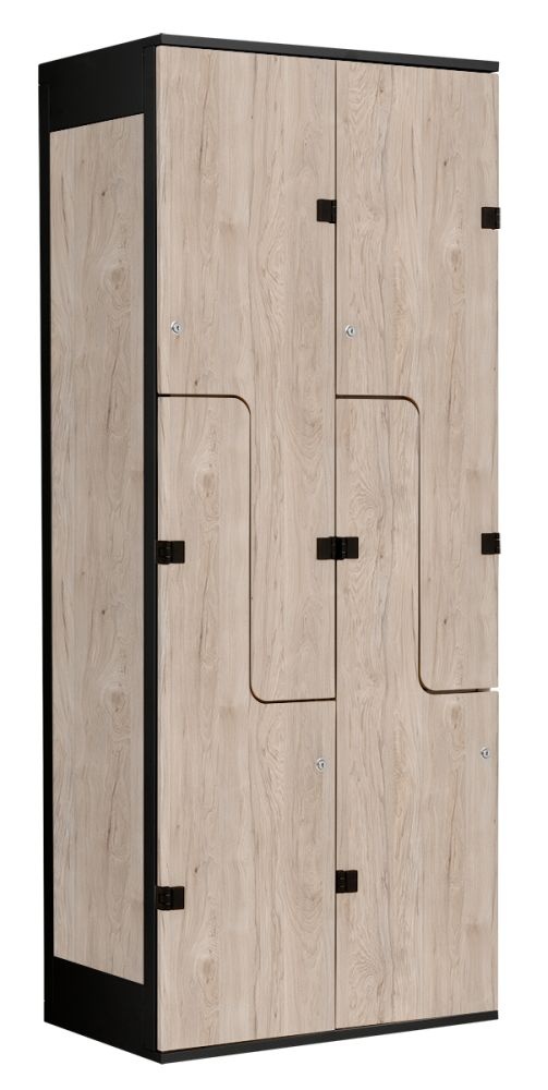 Šatníková skriňa so 4 boxmi a dverami v tvare Z, kov-lamino T1970, čierna - orech Light Rockrord