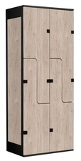 Šatníková skriňa so 4 boxmi a dverami v tvare Z, kov-lamino T1970, čierna - orech Light Rockrord