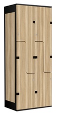 Šatníková skriňa so 4 boxmi a dverami v tvare Z, kov-lamino T1970, čierna - jaseň Blonde Surfside