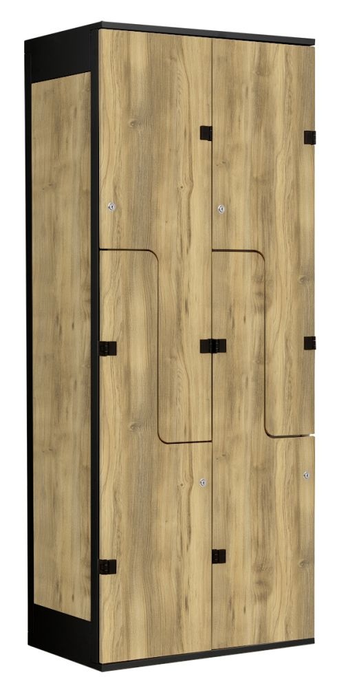 TRITON šatníková skriňa so 4 boxmi a dverami v tvare Z, kov-lamino T1970, čierna - dub Baroque Gold