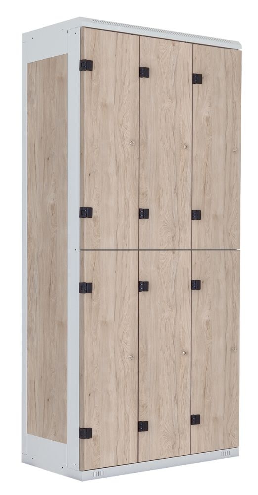 TRITON šatníková skriňa so 6 boxmi kov-lamino T1970, šedá - orech Light Rockrord