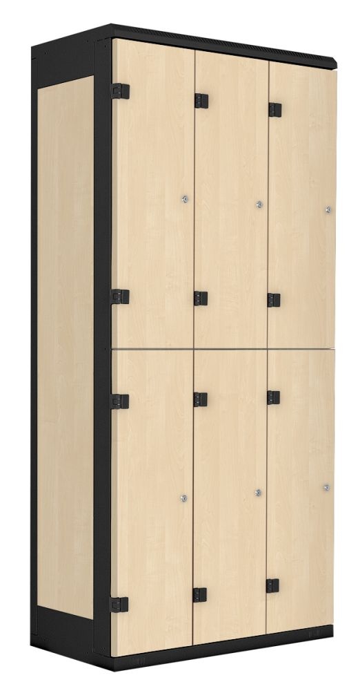 TRITON šatníková skriňa so 6 boxmi kov-lamino T1970, čierna - breza