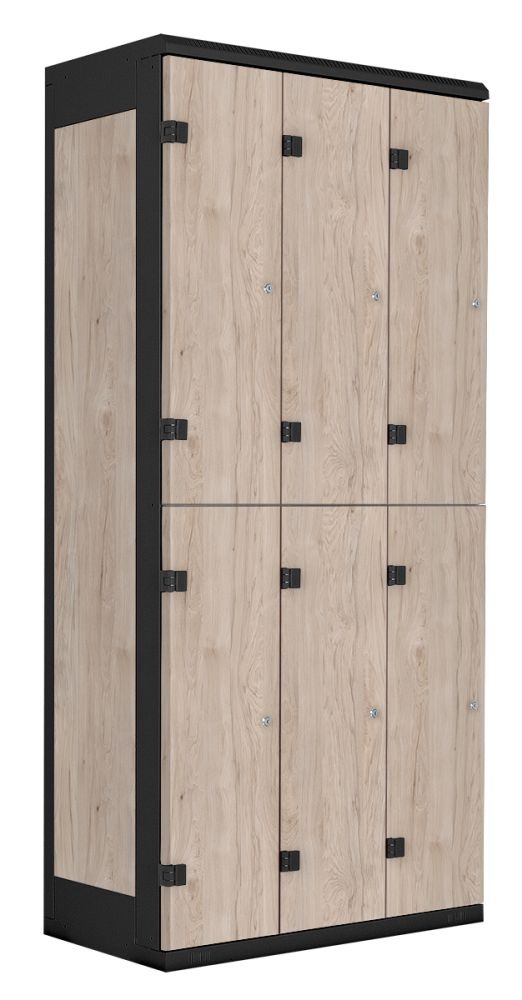 TRITON šatníková skriňa so 6 boxmi kov-lamino T1970, čierna - orech Light Rockrord