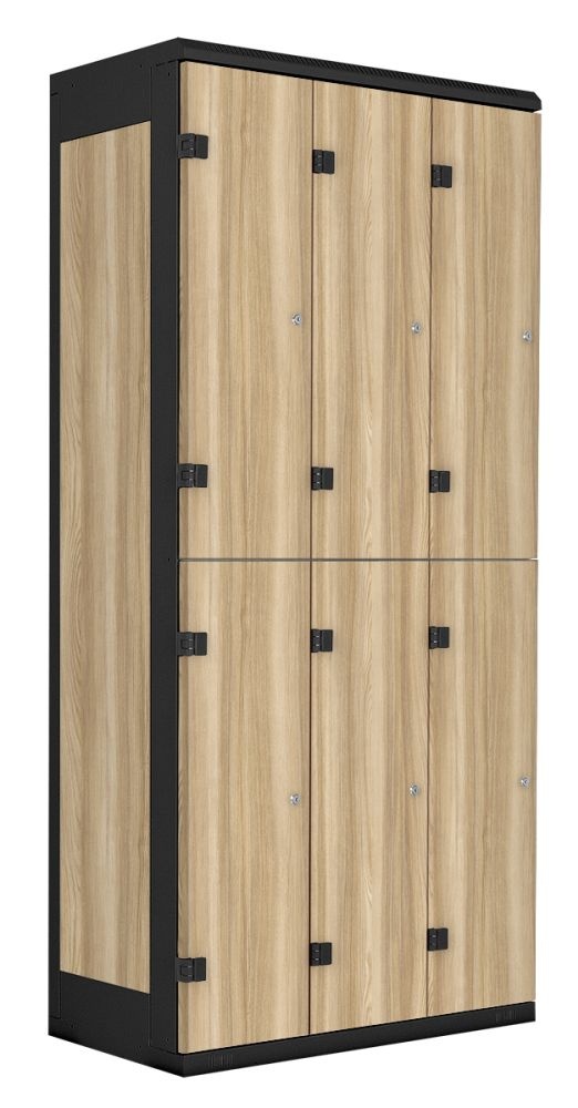TRITON šatníková skriňa so 6 boxmi kov-lamino T1970, čierna - jaseň Blonde Surfside