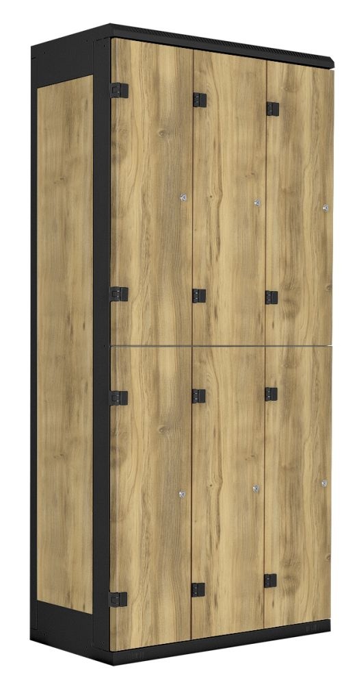 TRITON šatníková skriňa so 6 boxmi kov-lamino T1970, čierna - dub Baroque Gold