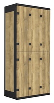 TRITON šatníková skriňa so 6 boxmi kov-lamino T1970, čierna - dub Baroque Gold