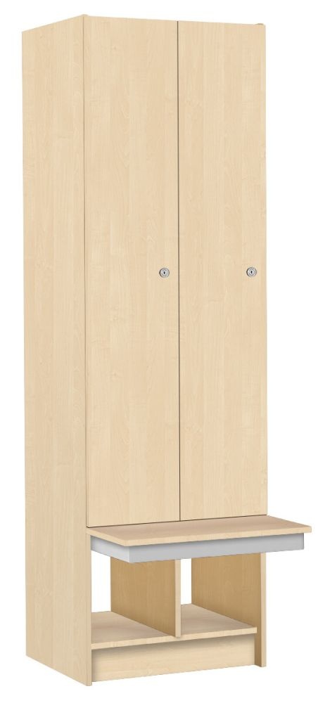 Šatníková skriňa lamino 2-dverová s lavicou T1970, dekor breza
