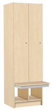 Šatníková skriňa lamino 2-dverová s lavicou T1970, dekor breza