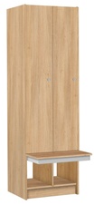 Šatníková skriňa lamino 2-dverová s lavicou T1970, dekor dub Nagano