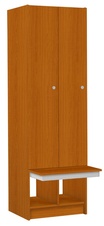 Šatníková skriňa lamino 2-dverová s lavicou T1970, dekor čerešňa