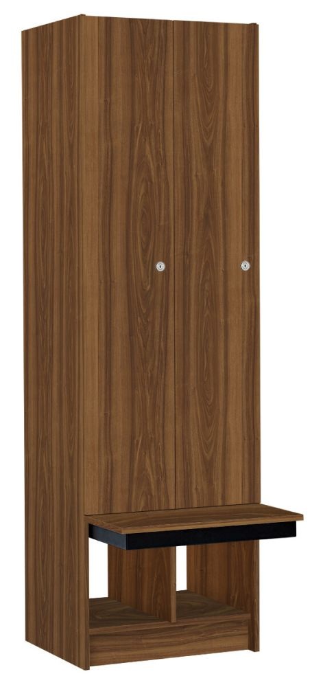 Šatníková skriňa lamino 2-dverová s lavicou T1970, dekor orech
