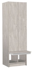 Šatníková skriňa lamino 2-dverová s lavicou T1970, dekor betón