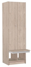 Šatníková skriňa lamino 2-dverová s lavicou T1970, dekor orech Light Rockrord