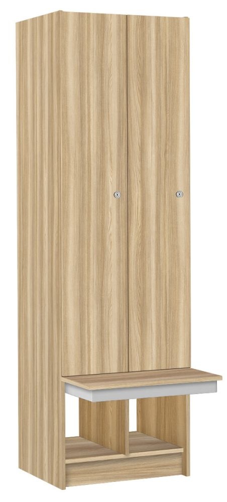 TRITON šatníková skriňa lamino 2-dverová s lavicou T1970, dekor jaseň Blonde Surfside