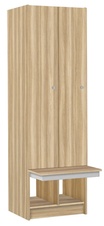 Šatníková skriňa lamino 2-dverová s lavicou T1970, dekor jaseň Blonde Surfside