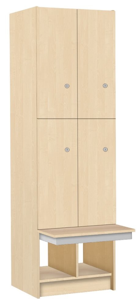 TRITON šatníková skriňa lamino so 4 boxmi a lavicou T1970, dekor breza