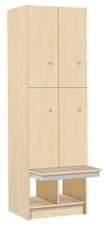 Šatníková skriňa lamino so 4 boxmi a lavicou T1970, dekor breza