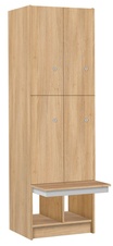 Šatníková skriňa lamino so 4 boxmi a lavicou T1970, dekor dub Nagano