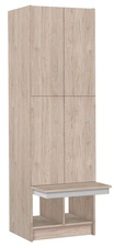 TRITON šatníková skriňa lamino so 4 boxmi a lavicou T1970, dekor orech Light Rockrord