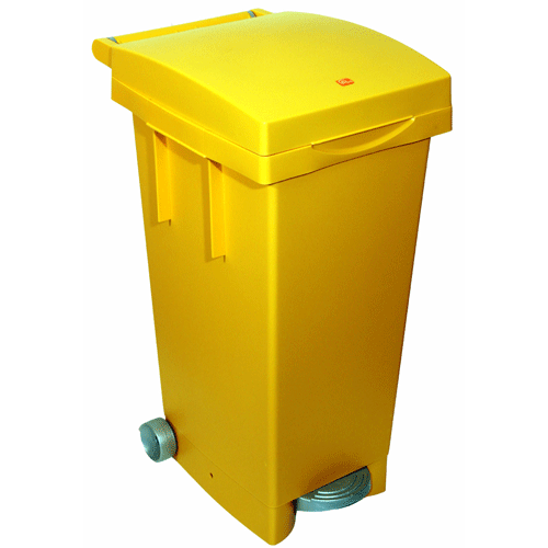 Nádoba na triedený odpad 80l, mobilná, žltá