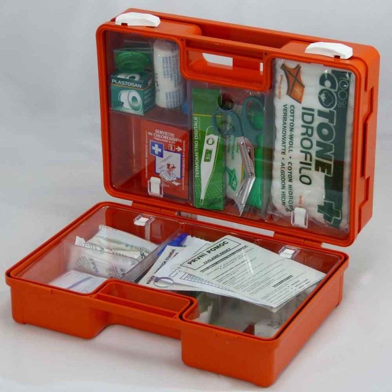 Plastový kufor prvej pomoci malý KP 2 s náplňou STD