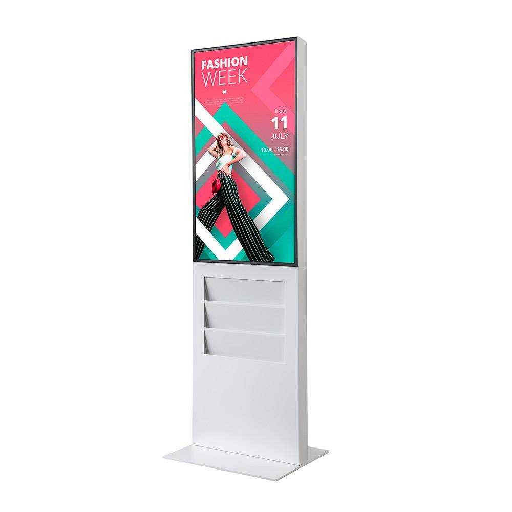 Digitálny totem Smart Line 43" s vreckom 6xA4, biela, dotyková fólia