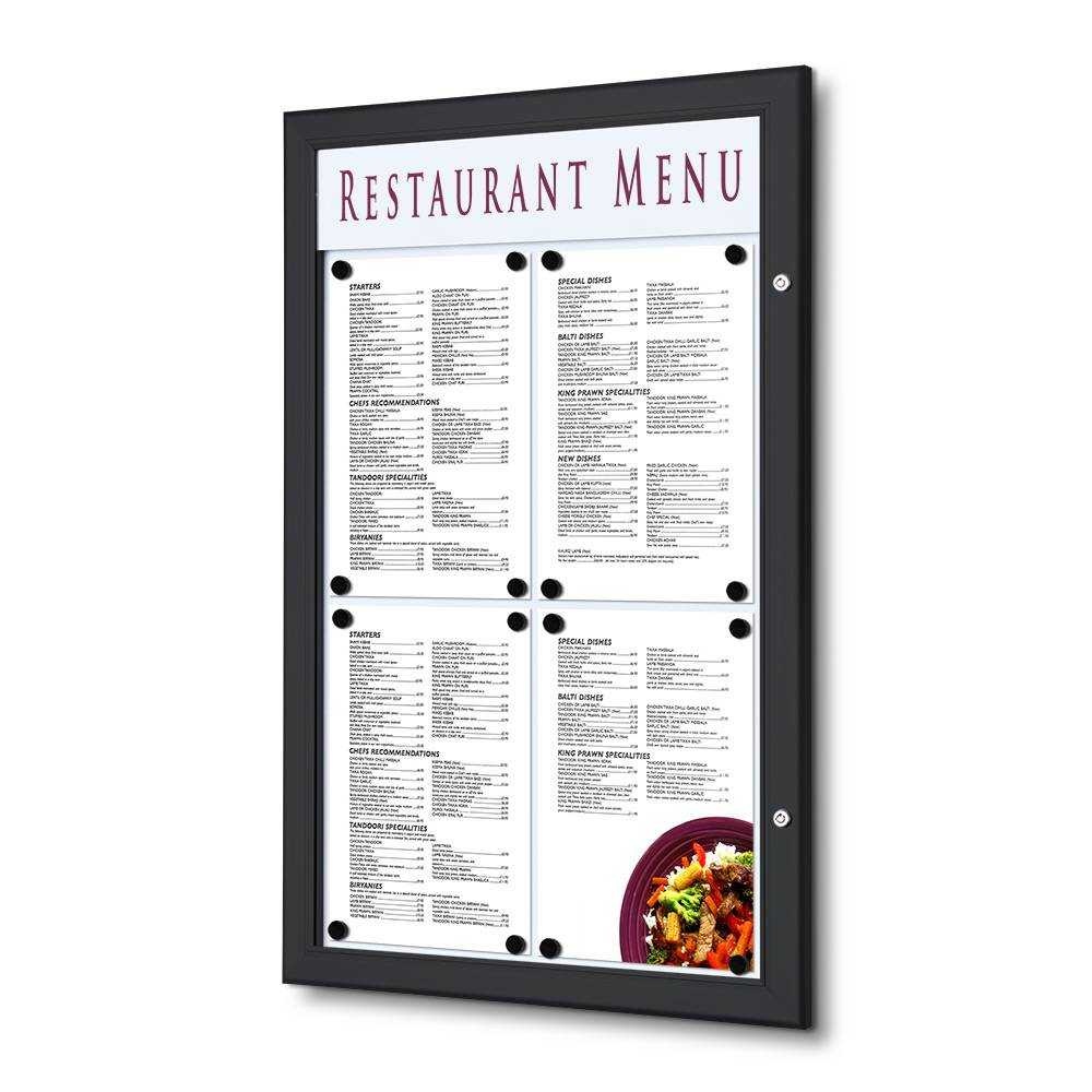 Vonkajšia MENU vitrína 4x A4, čierna