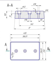 Gumový doraz na rampu 400x250x100 mm, 3 otvory - 1
