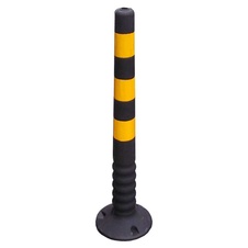 Gumový dopravný stĺpik s tvarovou pamäťou 77 cm, čierno-žltý