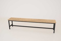Šatníková lavica kov-lamino, dĺžka 1200 mm, čierna - dub Nagano