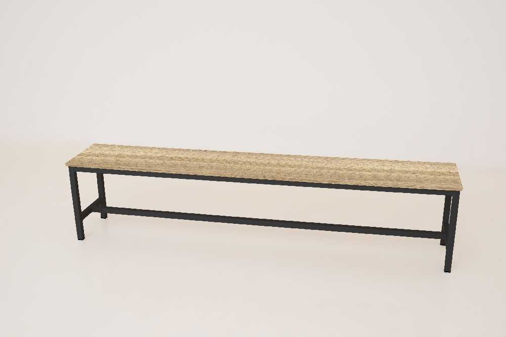 Šatníková lavica kov-lamino, dĺžka 1200 mm, čierna - jaseň Blonde Surfside